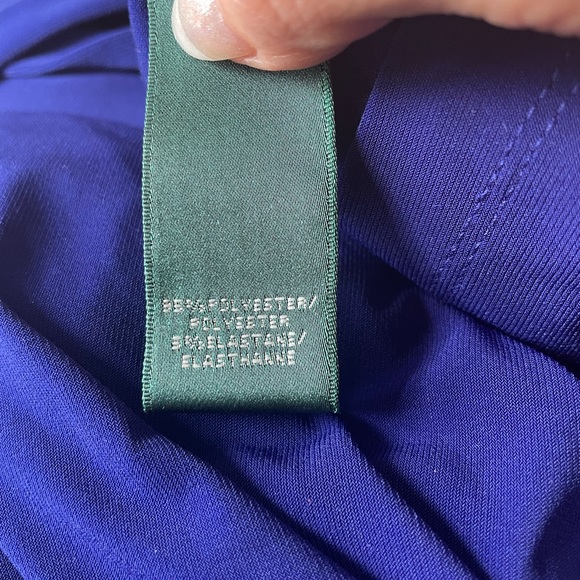 Ralph Lauren Blue Purple Twist Front Cap Sleeve Knee Length Dress - Picture 6 of 11